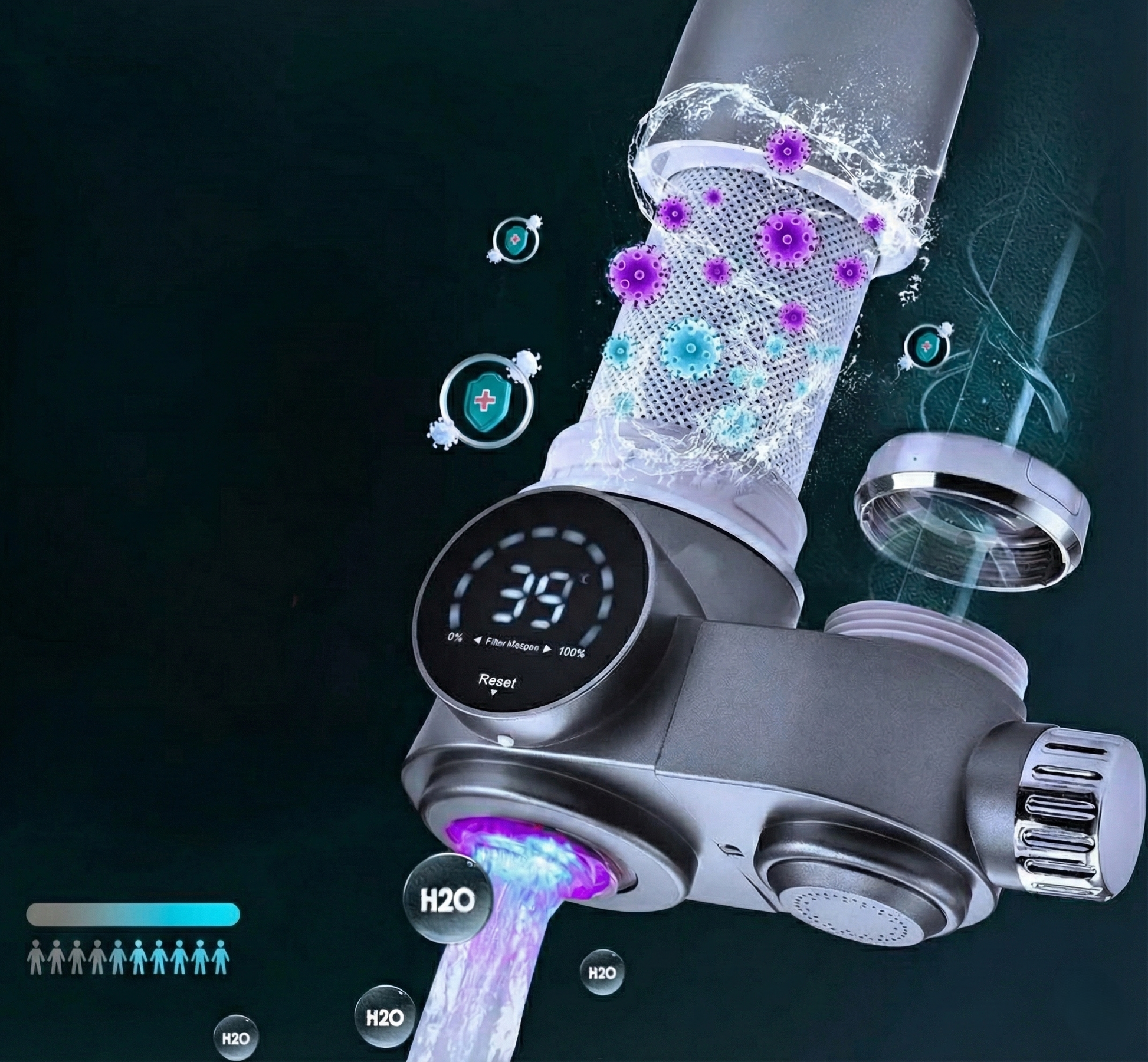 AQUESSENCE Digital Faucet Water Filter